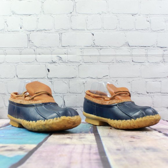 LL Bean Unlined Brown Leather Low Rubber Ankle Duck Boots Size 8 - Picture 3 of 9